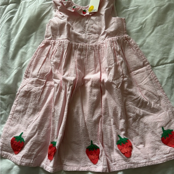 Mini Boden Other - Mini Boden Girls' Pink Strawberry Seersucker Dress NWT 3-4